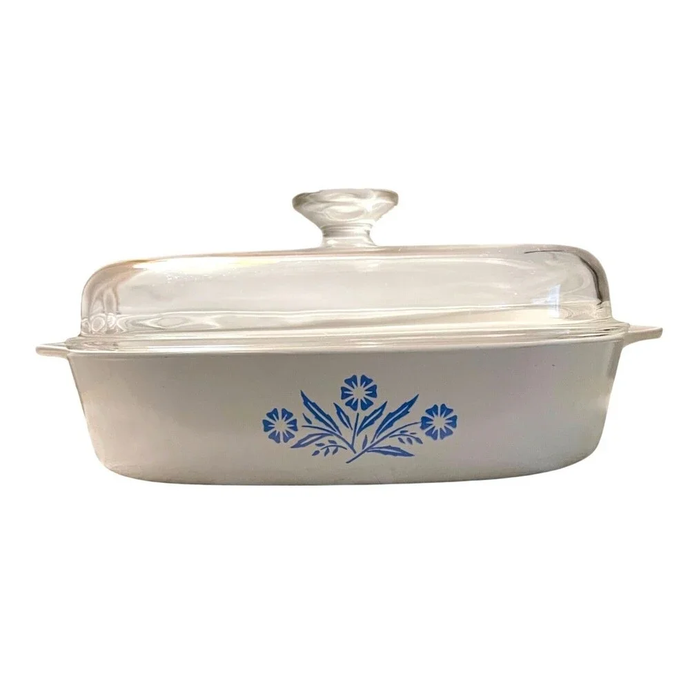 VNT Corning Ware Blue Cornflower Baking Dish 2 Quart With Glass Lid Grannycore